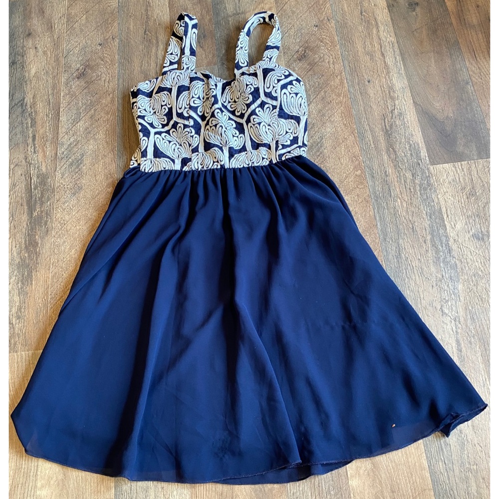 Blue and white dress